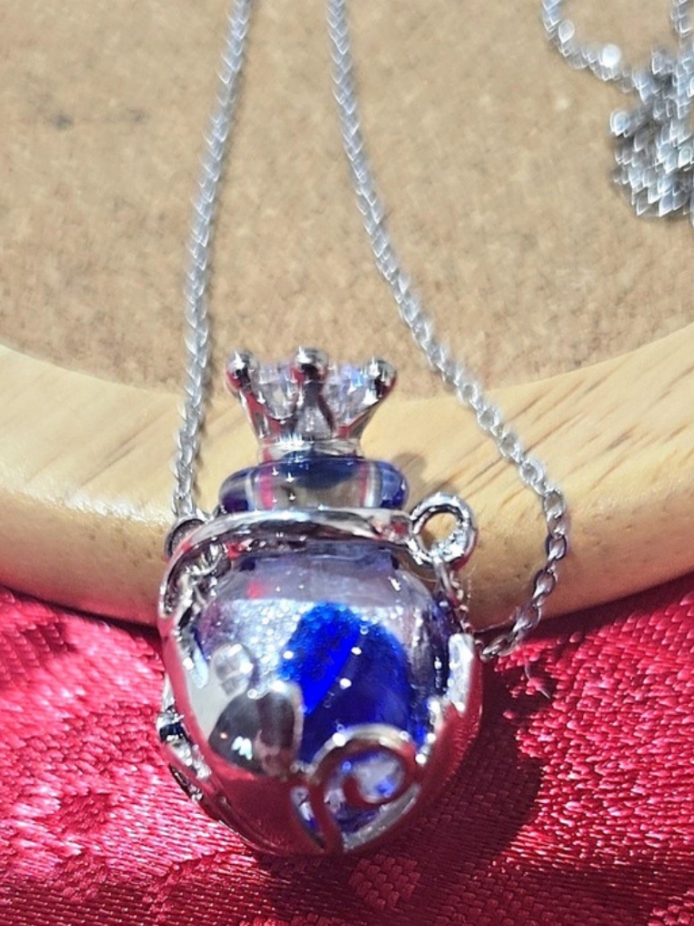 Aromatherapy Crown & Blue Pendant Necklace
